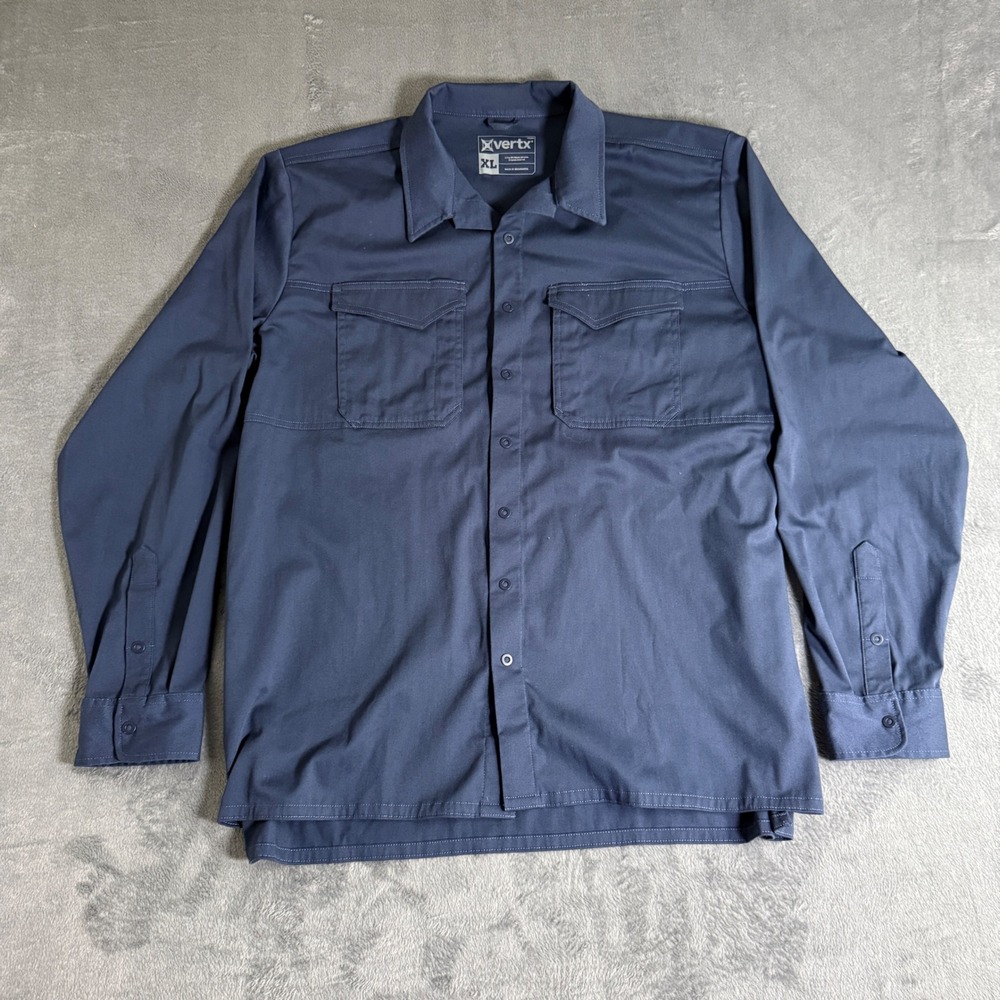 Vertx Mens XL Navy Blue Long Sleeve Tactical Snap Front Shirt VTX1475LS